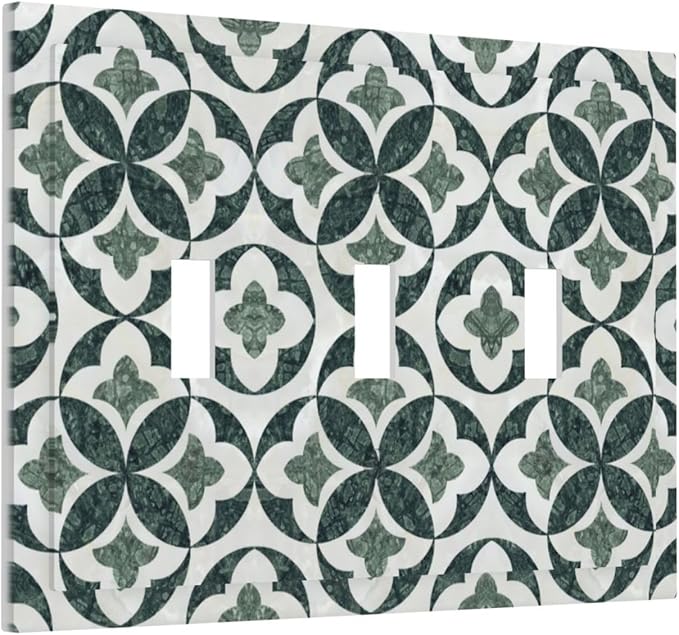 Green Luxury Modern Cubic Marble 3 Gang Triple Toggle Decorative Light Switch Covers Electrical Faceplate Switch Plates For Bathroom Kitchen Home