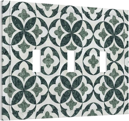 Green Luxury Modern Cubic Marble 3 Gang Triple Toggle Decorative Light Switch Covers Electrical Faceplate Switch Plates For Bathroom Kitchen Home