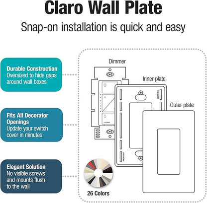 Lutron Claro Light Switch Cover Plate, 3 Gang Wallplate, for Decorator Light Switches, Rocker Light Switch Cover, Outlet Cover, Screwless Switch Plate Cover, Gloss, CW-3-WH-24, White, 24 Pack