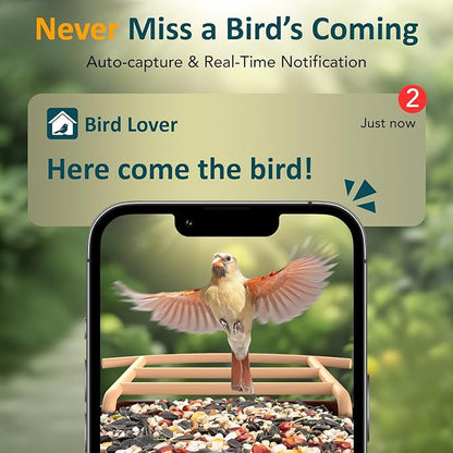 BIRDLEGEND® BL01 Bird Feeder with Camera Solar Powered, Free AI Smart Camera Bird Feeder with 64GB Card DIY Add-ons 1080P Live Auto Capture Videos Pictures, Gifts for Birdlover Mom Dad, 2.4GHz WiFi
