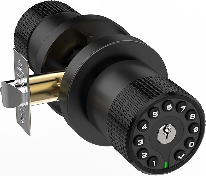 Keypad Door Knob with Key,Keyless Entry Door Lock, Code Locks Door Knob, Auto Lock,50 User Code,Easy to Install,for Home,Office,Bedroom,Garage,No Deadbolt