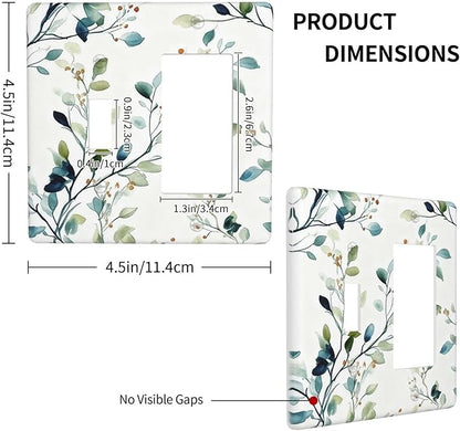 Decorative Outlet Covers Eucalyptus Leaf Geen Sage Leaves 2 Gang Light Switch Cover Plate Single Toggle 1 Rocker Wall Plates for Electrical Outlets Switch Plate Covers for Bedroom Home Decor