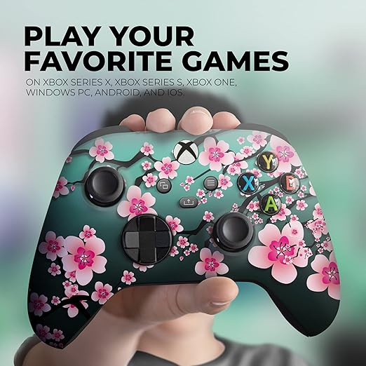 DreamController Cherry Blossom Custom X-box Controller Wireless compatible with X-box One/Series X/S Proudly Customized in USA with Permanent HYDRO-DIP Printing(NOT JUST A SKIN) (MODDED)