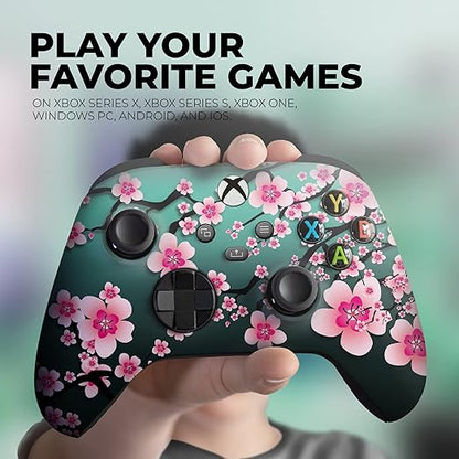 DreamController Cherry Blossom Custom X-box Controller Wireless compatible with X-box One/Series X/S Proudly Customized in USA with Permanent HYDRO-DIP Printing(NOT JUST A SKIN) (MODDED)