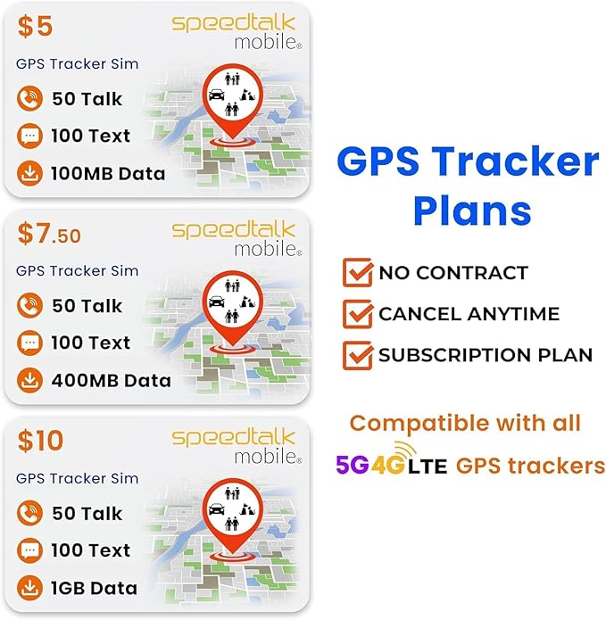 SpeedTalk Mobile GPS Tracker SIM Card Starter Kit | 3 in 1 Universal Simcard: Standard, Micro, Nano for Kids Senior Pet Car Fitness Activity 5G 4G LTE Tracking Devices | No Contract