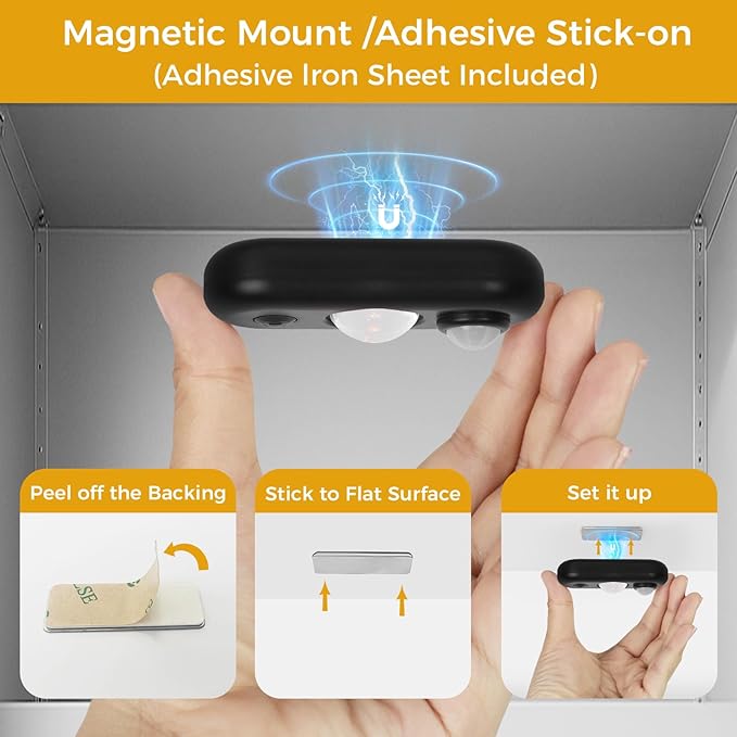 LED Motion Sensor Puck Lights, Small Rechargeable Under Cabinet Light, Dimmable Daylight White Closet Lights, Wireless Under Cabinet Lighting for Drawer, Kitchen (6 Pack)