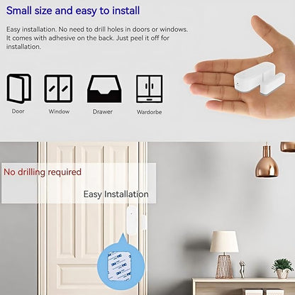 Smart WiFi Door/Window Sensor | Tuya Smart Alarm, Wireless Entry Detector with Real-Time Alerts, Compatible with Alexa/Google Home, No Hub Required (1Pack)