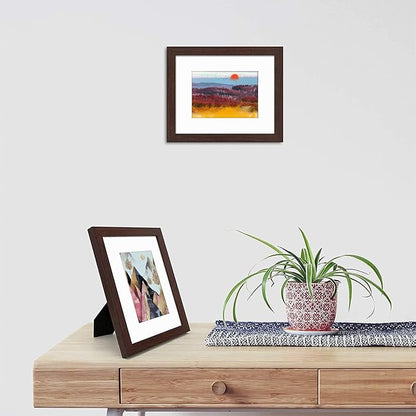 Golden State Art, 8x10 Picture Frame with Mat for 5x7 Photo - High Definition Glass Wall Mounting or Tabletop Display (Brown, 2 Pack)