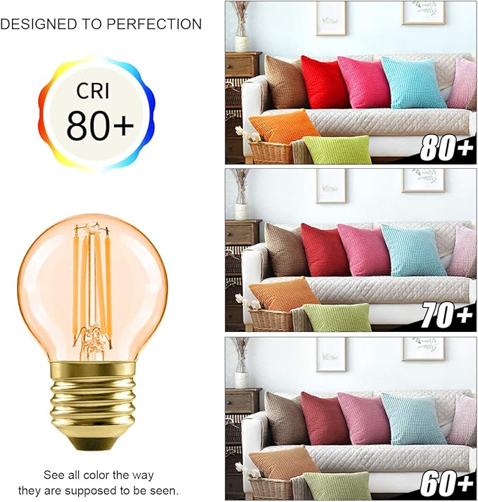 LVWIT G14 LED Filament Globe Bulb 5.5W(40W Equivalent), Dimmable 2500K Warm White E26 Screw Base, Decorative Edison Light Bulb, UL-Listed(6-Pack),Amber Yellowish