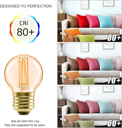 LVWIT G14 LED Filament Globe Bulb 5.5W(40W Equivalent), Dimmable 2500K Warm White E26 Screw Base, Decorative Edison Light Bulb, UL-Listed(6-Pack),Amber Yellowish