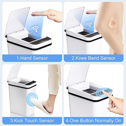 Bathroom Smart Touchless Trash Can 2.2 Gallon Automatic Motion Sensor Rubbish Can with Lid Electric Narrow Small Garbage Bin for Kitchen, Office, Living Room, Toilet, Bedroom, RV