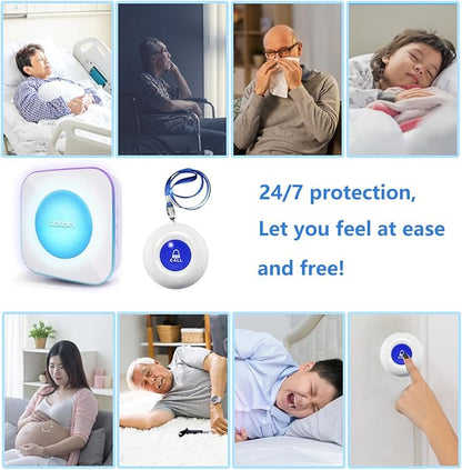Wireless Caregiver Pagers Call Button Nurse Alert System Call Bell Call Light Alert Button for Home/Elderly/Patients/Disabled 3 Transmitters 3 Plugin Receivers (600+ft Operating Range)…