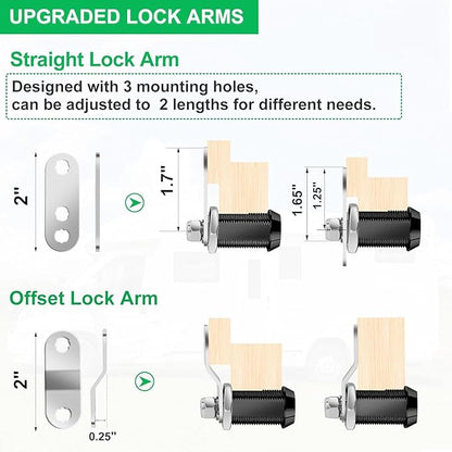 5 Pack Black Cabinet Lock with Keys, 1-1/2" RV Storage Locks Keyed Alike, RV Locks for Storage Door, Camper Toolbox RV Cam Locks with Manual (Black -5 Pack, 1-1/2 Inch)