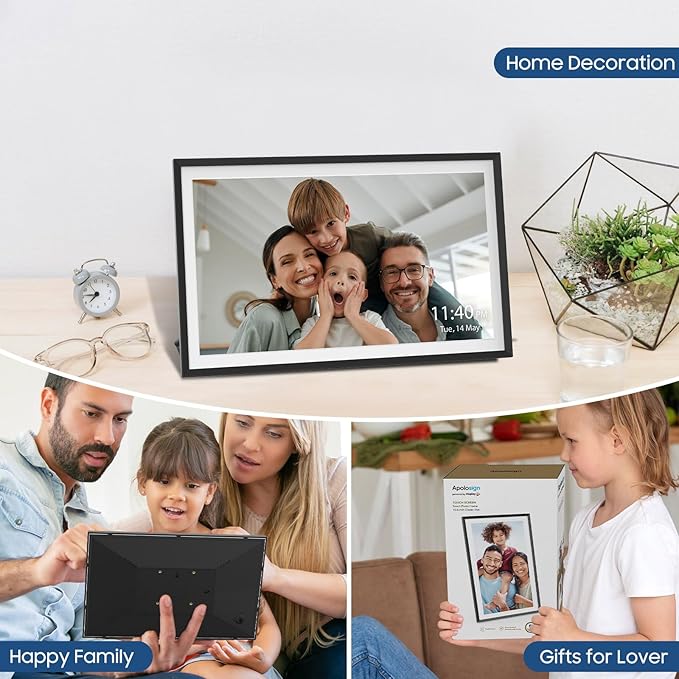 ApoloSign Digital Picture Frame Powered by Nixplay, 15.6" Large WiFi Digital Photo Frame, Easy to Share Photos/Videos via Nixplay App, 1920x1080 FHD IPS Touch Screen, Auto-Rotate, Free Cloud Storage
