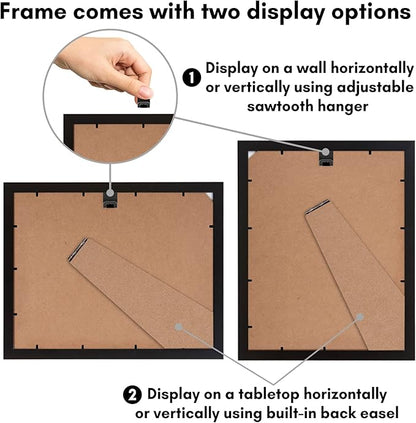 Americanflat 9x12 Picture Frame with Shatter-Resistant Glass - Signature Collection - Gallery-Style Frames Made of Engineered Wood - Photo Frame for Tabletop and Wall Display - Black