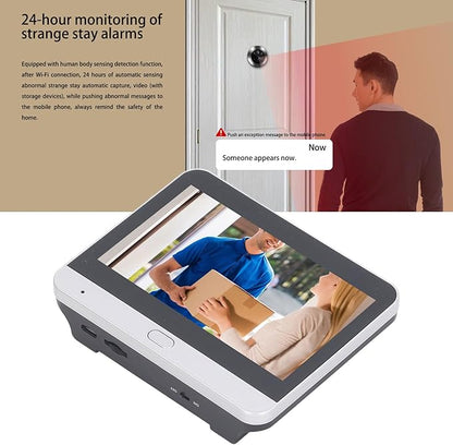 1080P Door Peephole Camera 4.3 inch Smart Visual Intercom Doorbell with Two Way Call, PIR Body Detection, 5000mah Rechargeable Battery Cloud SD