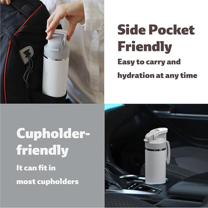 OISIZ Insulated Water Bottle 24 oz with 2 in 1 Spout and Straw Lid,One Click Safety Lock,100% Leakproof,Keep Cold 24H,Vacuum Stainless Steel Water Bottle for School,Travel and Sports,Dishwasher Safe