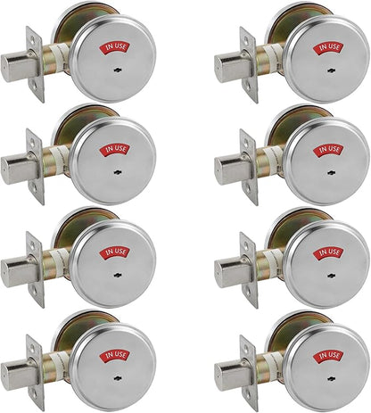 in-Use/Vacant Commercial Deadbolt, Heavy Duty Satin Chrome Grade 2 Privacy Indicator Deadbolt for Bathroom/Office, UL3 Hour Fire Rated, Left&Right Handed, 2 3/4" Backset, 8 Packs