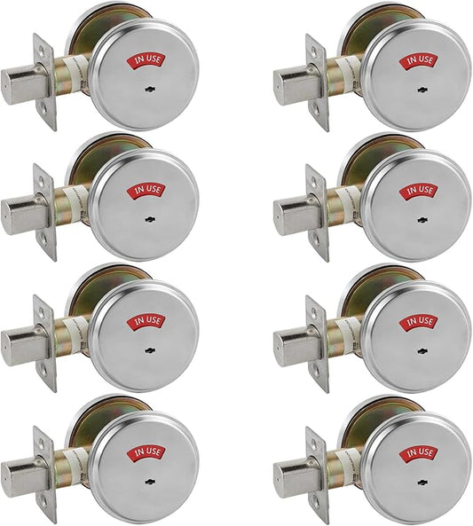 in-Use/Vacant Commercial Deadbolt, Heavy Duty Satin Chrome Grade 2 Privacy Indicator Deadbolt for Bathroom/Office, UL3 Hour Fire Rated, Left&Right Handed, 2 3/4" Backset, 8 Packs
