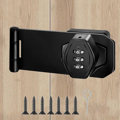 Mechanical Password Rotary Hasp Locks, 3 Digit Keyless Combination Lock for Cabinet Doors, Door Security Slide Latch Lock for Cabinets, Gate Locks for Barn Door, Bathroom, Outdoor