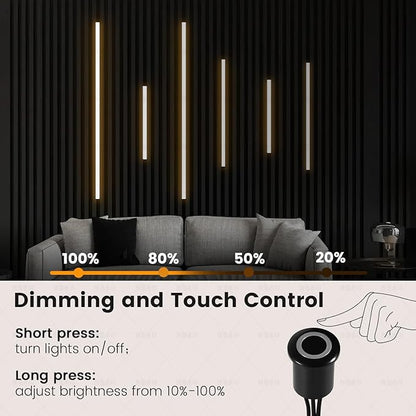 LED Recessed Lighting Kit for Wall Panels - GloryAir 6pcs Adhesive Wall Strip Lights for Interior Wall Decor, 3000K Touchable Switch Lamp for Wood Slat, Wall Accent Acoustic Panels, Kitchen Home stair