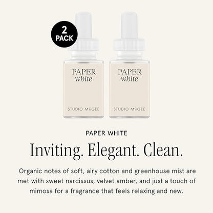 Pura x Studio McGee Home Scent Refill - Smart Air Diffuser - Up to 120-Hours of Luxury Fragrance per Refill - Home Essential - Clean & Safe Diffuser Fragrance - 2 Pack, Paper White