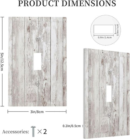 Decorative Light Switch Cover Rustic Vintage White Wood Grain 1 Gang Single Toggle Device Electrical Faceplate Switchplates Decorator Outlet Wall Plate for Farmhouse Home Decor