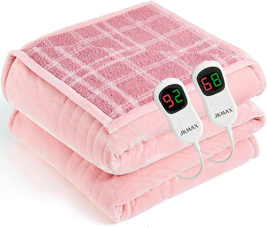 Heated Electric Blanket Queen Size - 84"x90" Flannel Heating Blanket with 10 Heating Levels & 5 Time Settings Over-Heat Protection, Winter Warmer for Adults with ETL Certification（Pink）