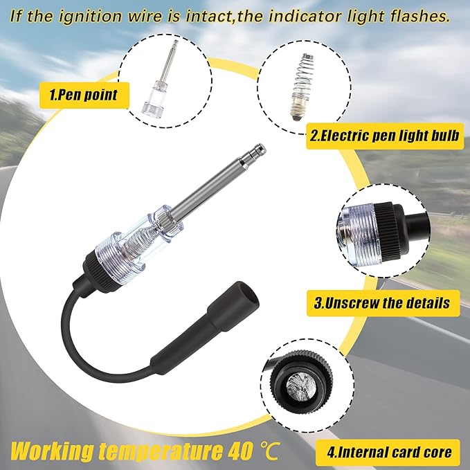 Inline Spark Plug Tester Engine Straight Boot Ignition Tester Light Lawnmower Checker Armature Diagnostic Detector for Automotive Car Internal External Engine(2 Pieces)