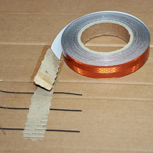 Non Fading Reflective Tape Brown Outdoor Waterproof 1 inch, High Visibility Warning Industrial Marking Tape, Safety Stickers (68 feet)