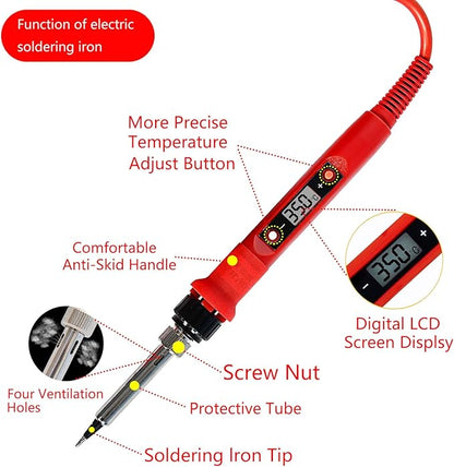 Soldering Iron Kit,80W LCD Digital Soldering Gun with Adjustable Temperature Controlled and Fast Heating Ceramic Thermostatic Design