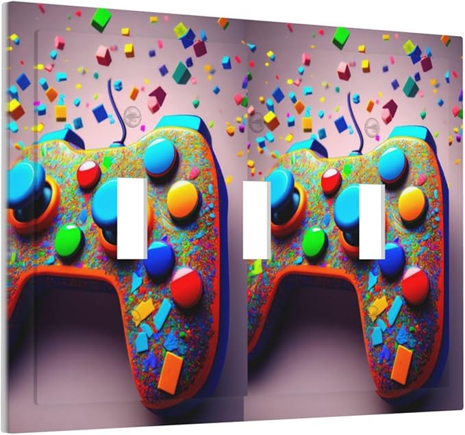 Videos Game Controller 3 Gang Triple Toggle Decorative Light Switch Covers Electrical Faceplate Switchplates for Bathroom Kitchen Home