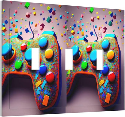 Videos Game Controller 3 Gang Triple Toggle Decorative Light Switch Covers Electrical Faceplate Switchplates for Bathroom Kitchen Home