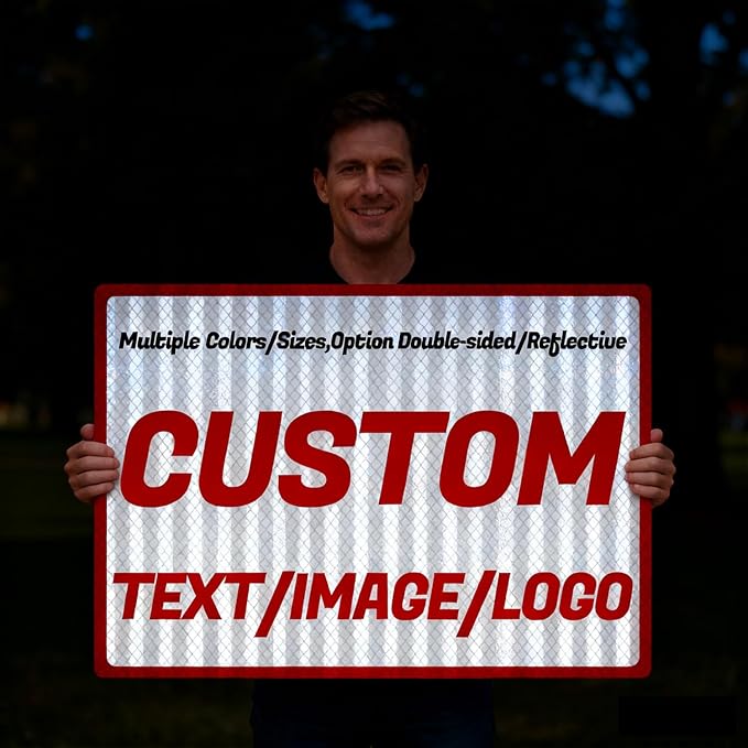 custom metal signs,Custom signs,outdoor metal,multiple sizes/colors,Option double-sided/reflective,for home/business shops,courtyards,garages,road,street (Rectangle)