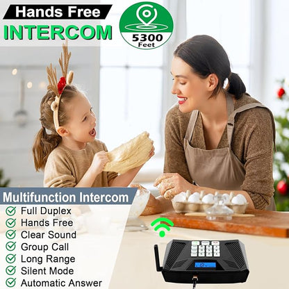 Intercoms Wireless for Home Upgrade, Hands-Free Intercom with Automatic Answer, 5300 Feet Range Full Duplex Home Intercom System for Business Store Office Easy to Use(3Packs, Black)