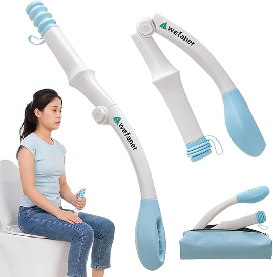 Foldable Toilet Aid, 15.6“ Long Comfort Wipe Wand Bottom Buddy Toilet Self Tissue Aids for Toileting, Self Help Wipe Butt for Overweight Limited Mobility,Elderly, Pregnancy