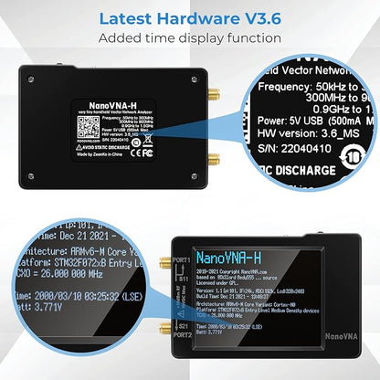 [Upgraded] AURSINC NanoVNA-H Vector Network Analyzer 10KHz -1.5GHz Latest HW V3.6 HF VHF UHF Antenna Analyzer, Measuring S Parameters, SWR, Phase, Delay, Smith Chart