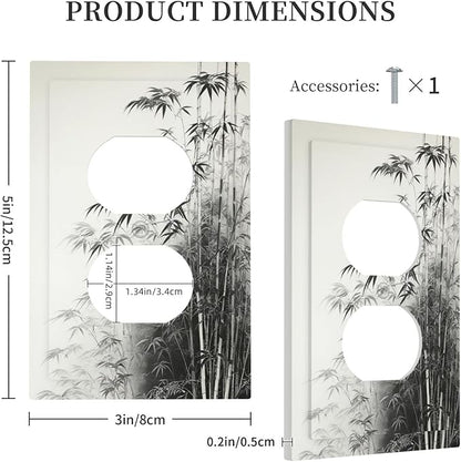 Watercolor Vintage Ink Bamboo Forest 1 Gang Duplex Receptacle Switch Wall Plate Decorative Switchplate Outlet Covers Electrical Plug Cover Faceplate for Bathroom Home Decor 5 X 3 IN