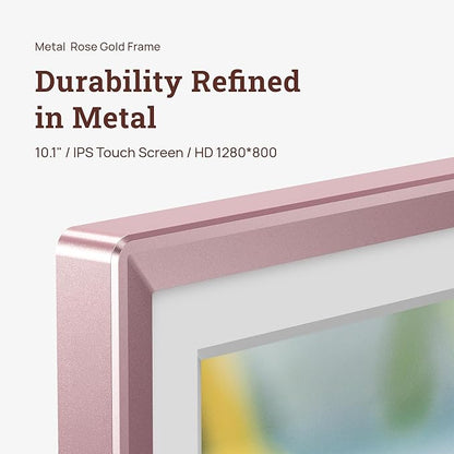 ARZOPA D10 10.1" Premium Metal Digital Picture Frame – HD IPS Anti-Glare Touchscreen, Instant Photo & Video Sharing from Your Phone via Free App, A Thoughtful Gift, Rose Gold