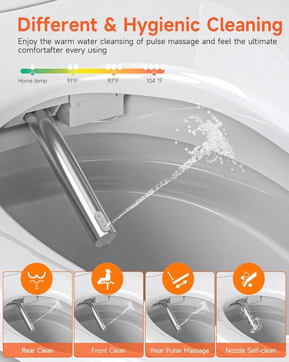 WANSID Smart Toilet with Bidet Built in, Bidet Toilet with Auto Open/Close Lid, Foot Sensor Operation, 1.28GPF, Heated Seat & Instant Warm Water Dryer, Tankless One Piece Electric Toilet