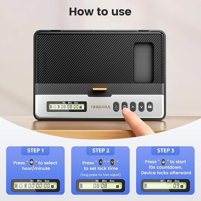 Vaydeer Phone Lock Box with Timer, Rechargeable Timed Lock Box with Digital Display, Bluetooth connection, Emergency Unlock, Build Focus & Self-Discipline for Study/Home/Office
