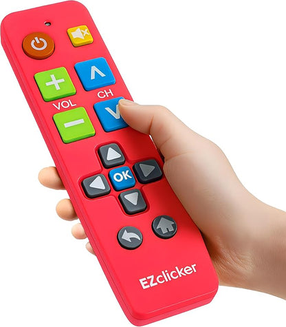 Plus Big Button Universal TV Remote (Pink) Simple Easy to Use, Works with Major TV Brands (2xAAA Batteries Not Included)