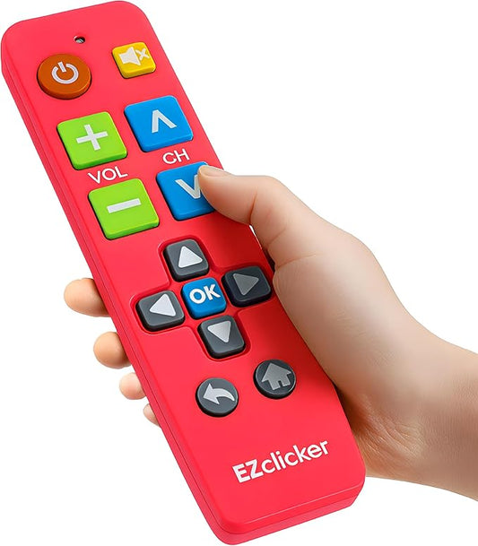 Plus Big Button Universal TV Remote (Pink) Simple Easy to Use, Works with Major TV Brands (2xAAA Batteries Not Included)