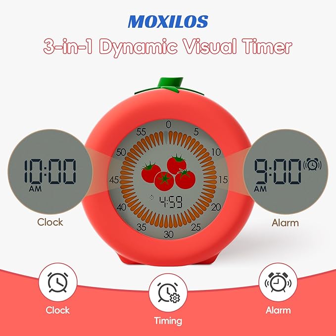 Visual Timer for Kids, 299-Minute Cute Kids Pomodoro Timer with Eye-Protection Screen & Protective Case, Homeschool Supplies Study Teaching Time Management Tool