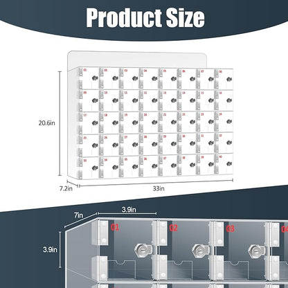 40 A Slots Cell Phone Locker Box, Clear Phone Storage, Acrylic Cell Phone Lock Box with Door Locks and Keys, Wall Mounted Cell Phones Cabinet for Office School Classroom Factory