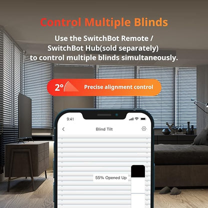 SwitchBot Blind Tilt & Hub 3 Kit: Solar-Powered Smart Blinds with Matter Support, Light Automation & Voice Control for Complete Home Management