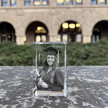 3D Crystal Picture Frame, 3.15 x 1.97 inches, Personalized Gift for Him, Her, Dad and Mom, Custom Picture Gifts for Birthday, Anniversary, Mothers Day, Memorial, Pet Lovers