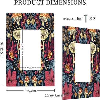 Decorative Outlet Covers Coloful Red Yellow Orange Magical Mushroom Forest 1 Gang Single Rocker Light Switch Cover Plate GFCI Wall Plates Electrical Switch Plate Cover for Bedroom Home Decor