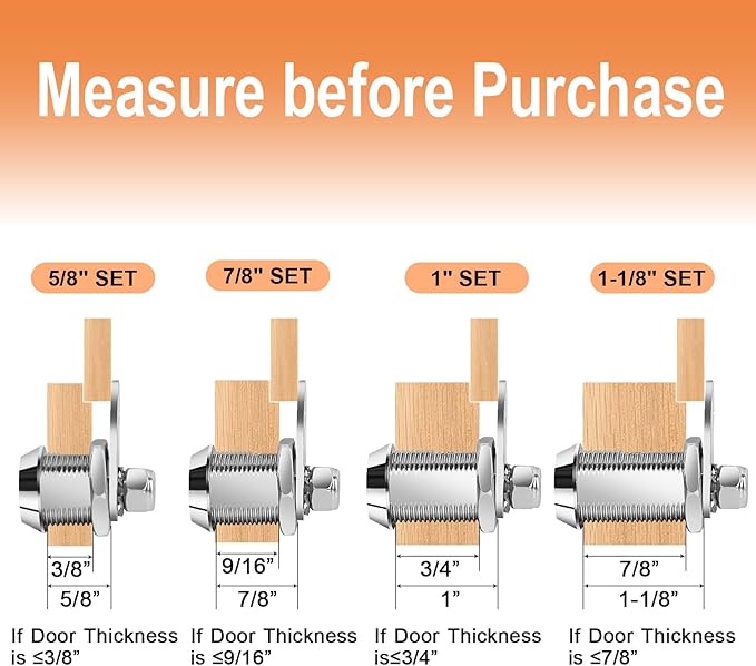 Cam Locks Keyed Alike 5/8" RV Storage Lock 4PCS RV Compartment, Camper, Trailer, Vending Machine Replacement Set with 8 Keys, Chrome Finish (4, 5/8 Inch)