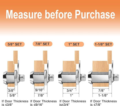 Cam Locks Keyed Alike 5/8" RV Storage Lock 4PCS RV Compartment, Camper, Trailer, Vending Machine Replacement Set with 8 Keys, Chrome Finish (4, 5/8 Inch)